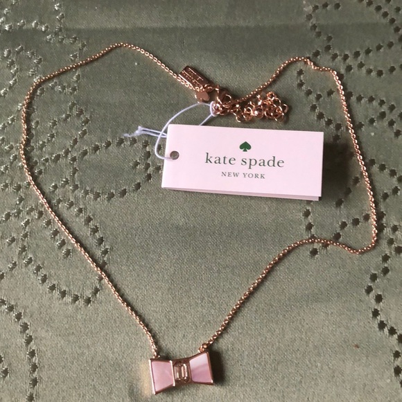 NWT Kate Spade rose gold necklace with bow